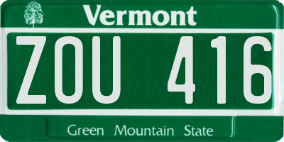 VT license plate ZOU416