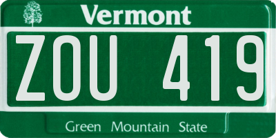 VT license plate ZOU419