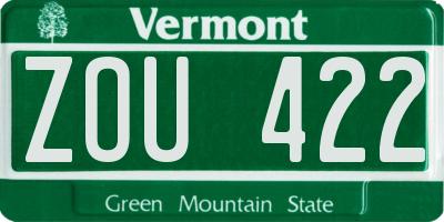 VT license plate ZOU422