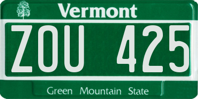 VT license plate ZOU425