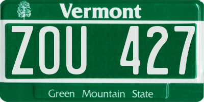 VT license plate ZOU427