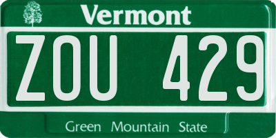 VT license plate ZOU429