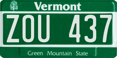 VT license plate ZOU437