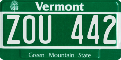 VT license plate ZOU442