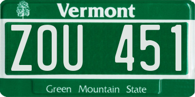 VT license plate ZOU451