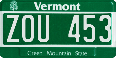 VT license plate ZOU453