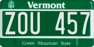 VT license plate ZOU457
