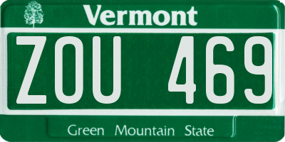 VT license plate ZOU469