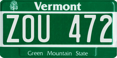 VT license plate ZOU472