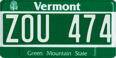 VT license plate ZOU474