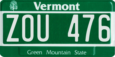 VT license plate ZOU476