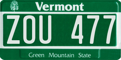 VT license plate ZOU477
