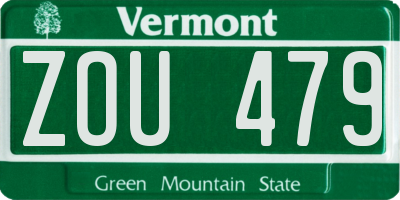 VT license plate ZOU479