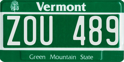 VT license plate ZOU489