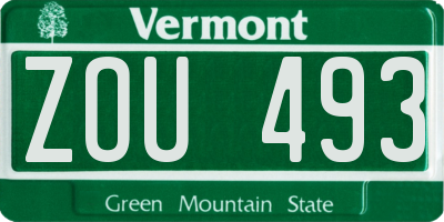VT license plate ZOU493