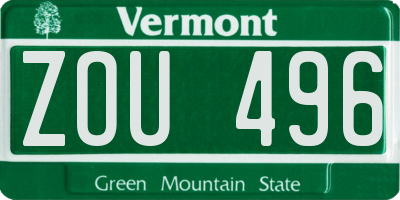 VT license plate ZOU496