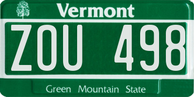 VT license plate ZOU498