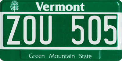 VT license plate ZOU505