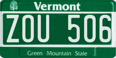 VT license plate ZOU506