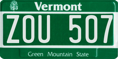 VT license plate ZOU507