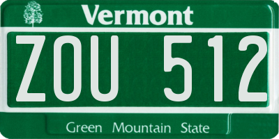 VT license plate ZOU512