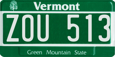 VT license plate ZOU513