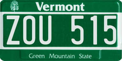 VT license plate ZOU515