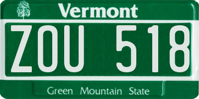 VT license plate ZOU518