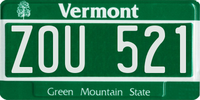VT license plate ZOU521