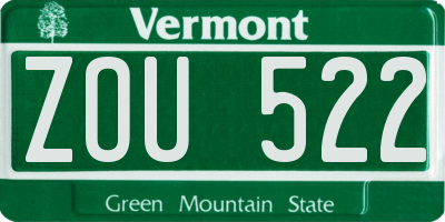 VT license plate ZOU522