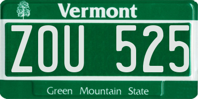VT license plate ZOU525
