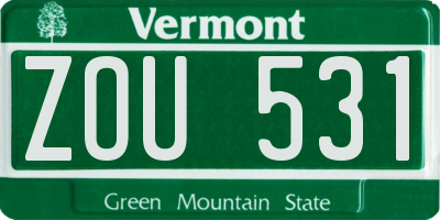VT license plate ZOU531