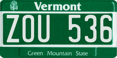 VT license plate ZOU536