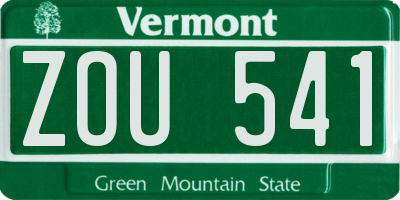 VT license plate ZOU541