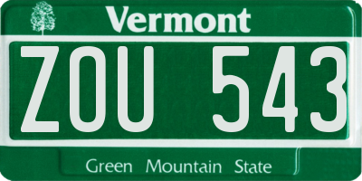VT license plate ZOU543