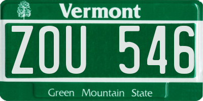 VT license plate ZOU546