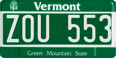 VT license plate ZOU553