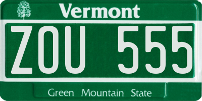VT license plate ZOU555
