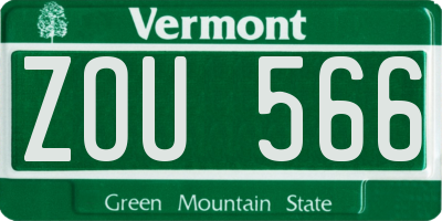 VT license plate ZOU566