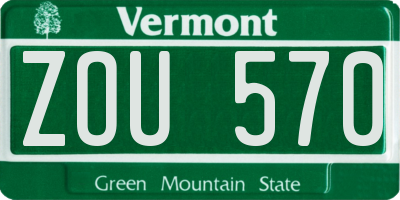 VT license plate ZOU570