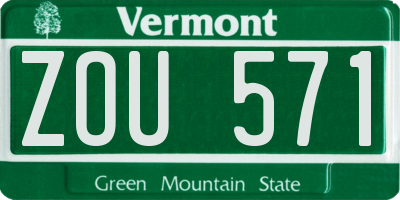 VT license plate ZOU571