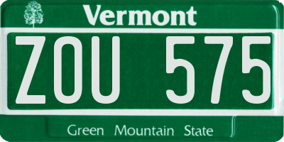 VT license plate ZOU575