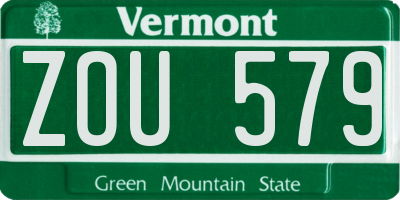 VT license plate ZOU579