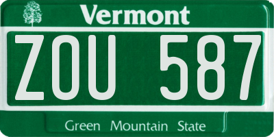 VT license plate ZOU587