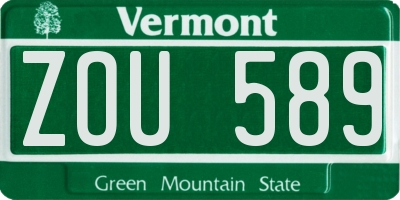 VT license plate ZOU589