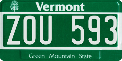 VT license plate ZOU593
