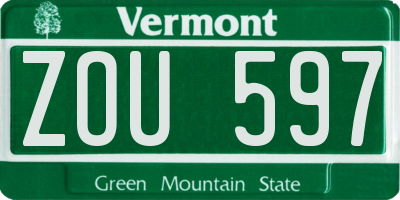 VT license plate ZOU597