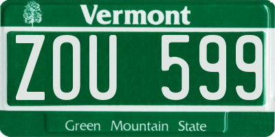VT license plate ZOU599