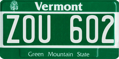 VT license plate ZOU602