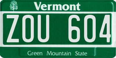 VT license plate ZOU604